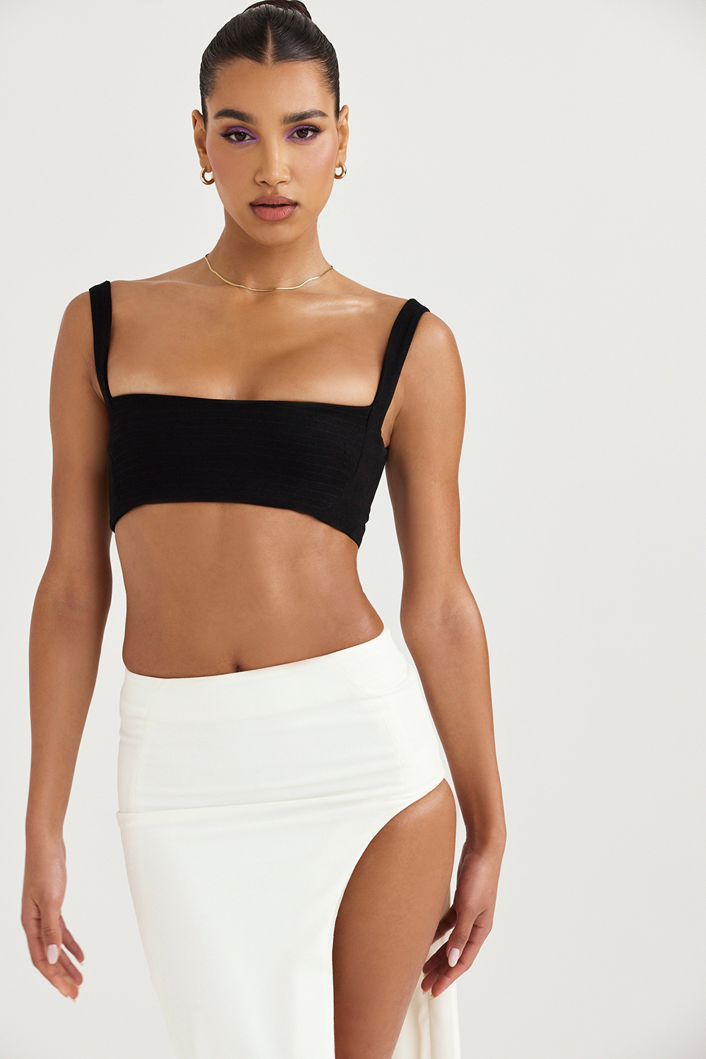 Luciana Black Pleated Bandeau Top - luluinthesky
