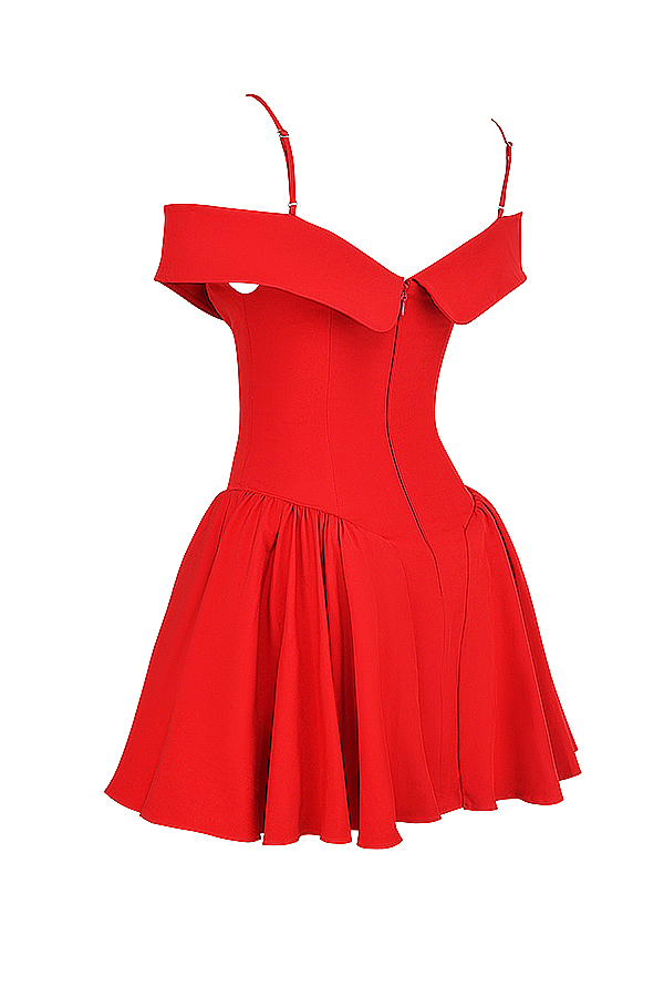 Elida Scarlet Off Shoulder Mini Dress - luluinthesky