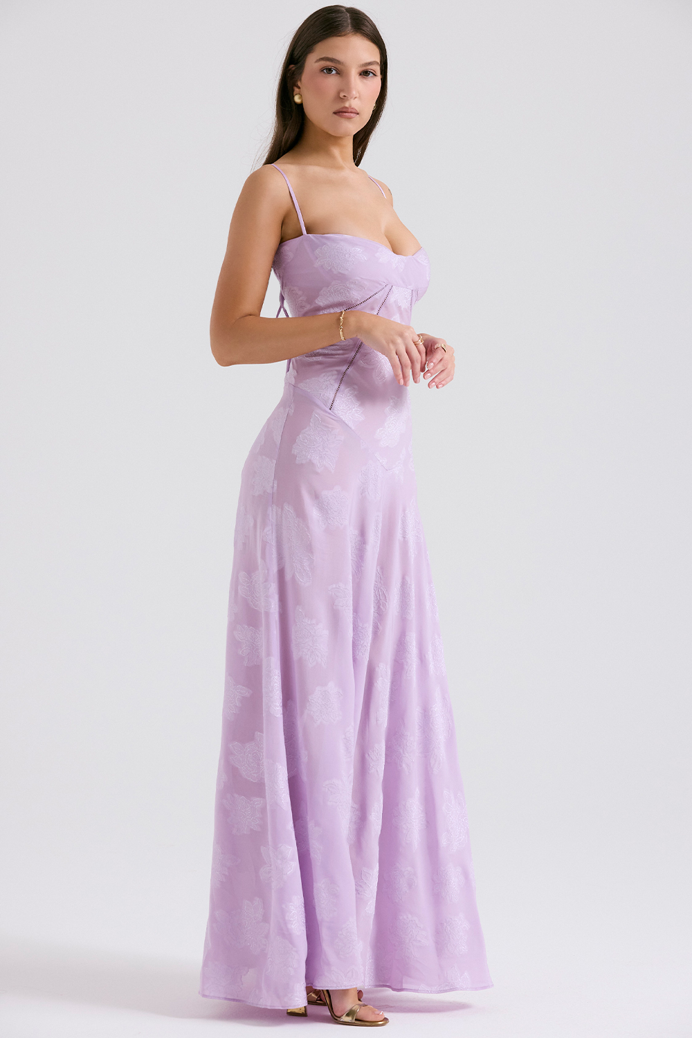Seren Orchid Floral Lace Back Maxi Dress - luluinthesky