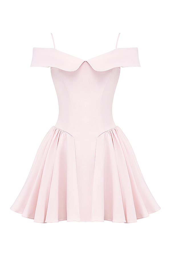 Elida Ballerina Pink Off Shoulder Mini Dress - luluinthesky