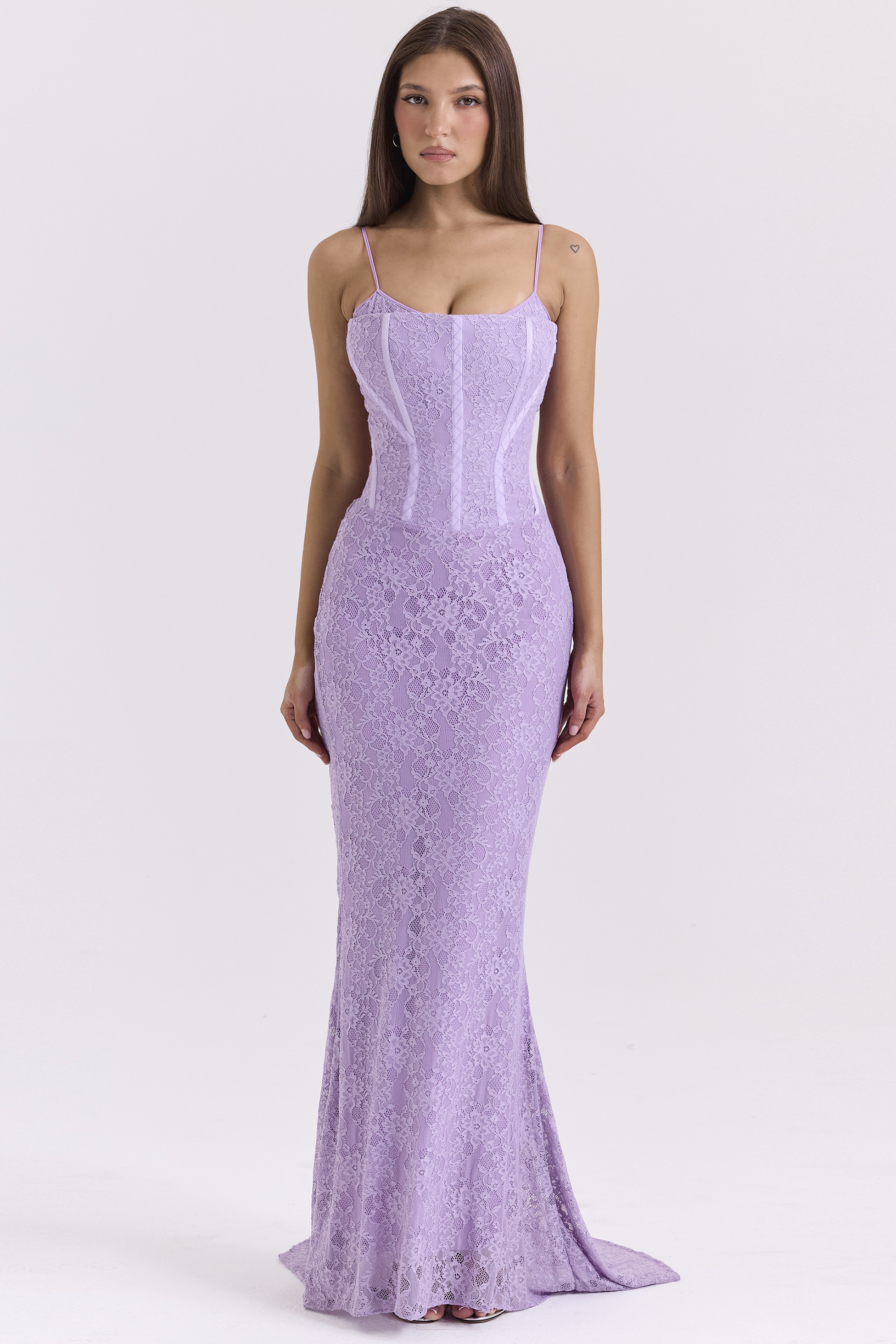 Antonina Orchid Lace Corset Maxi Dress - luluinthesky