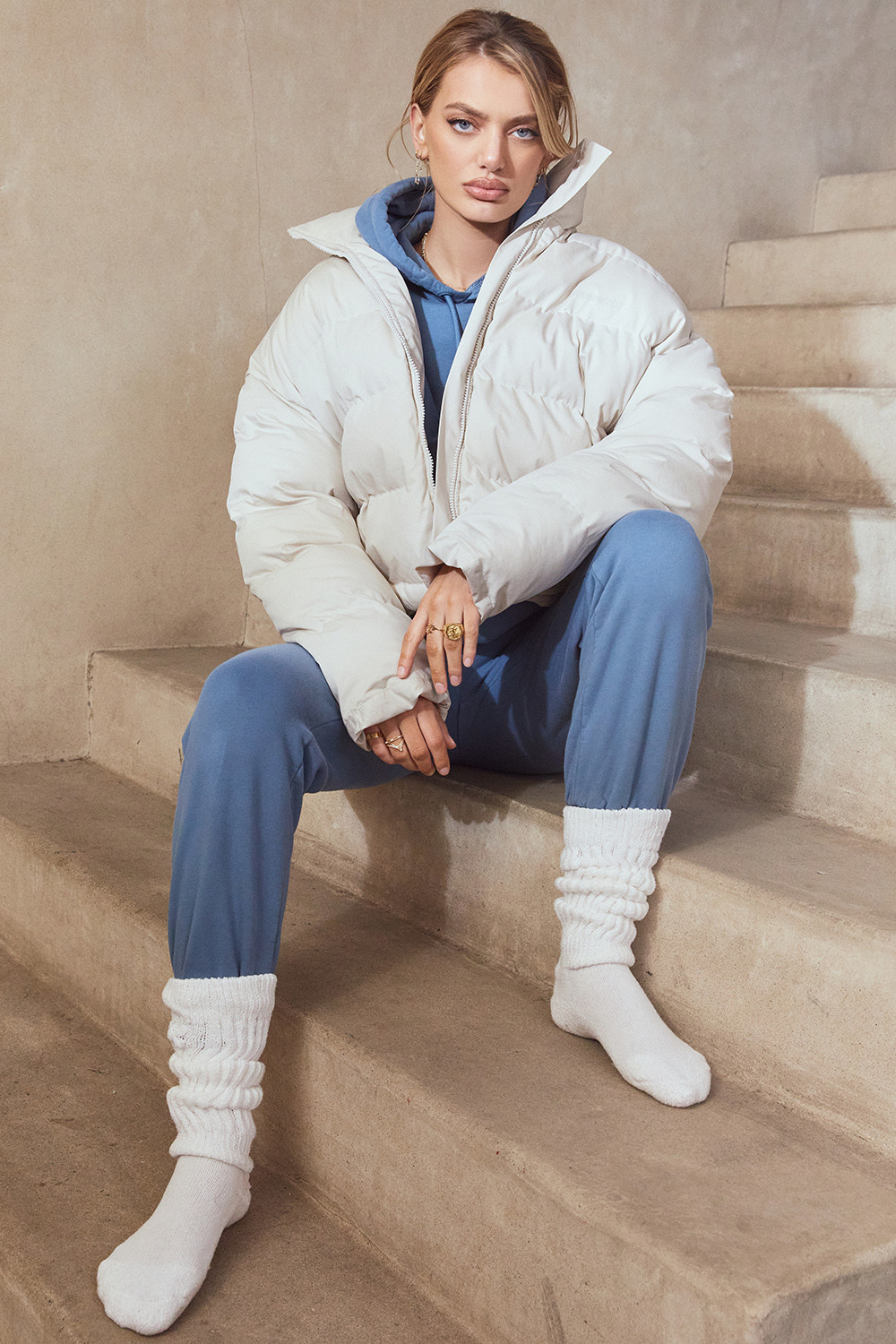 Sky Azure Fleece Back Jogging Trouser - luluinthesky