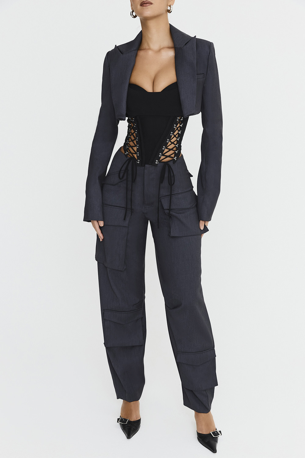 Mistress Rocks Dark Grey Cargo Trousers - SALE - luluinthesky