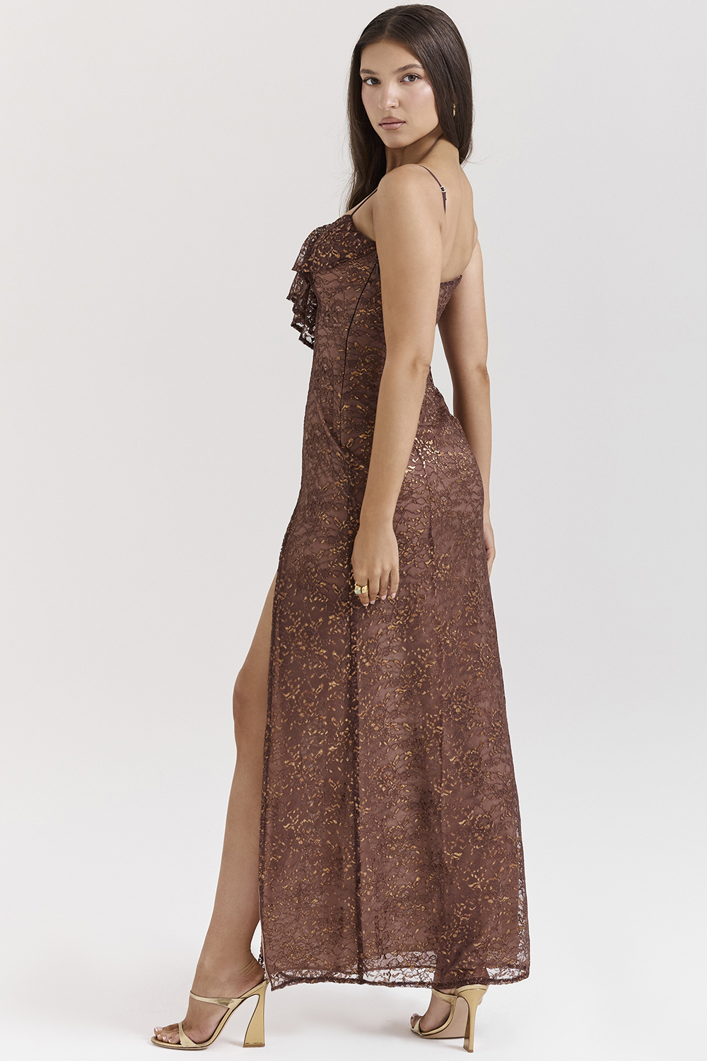 Lucianna Espresso Lace Maxi Dress - luluinthesky