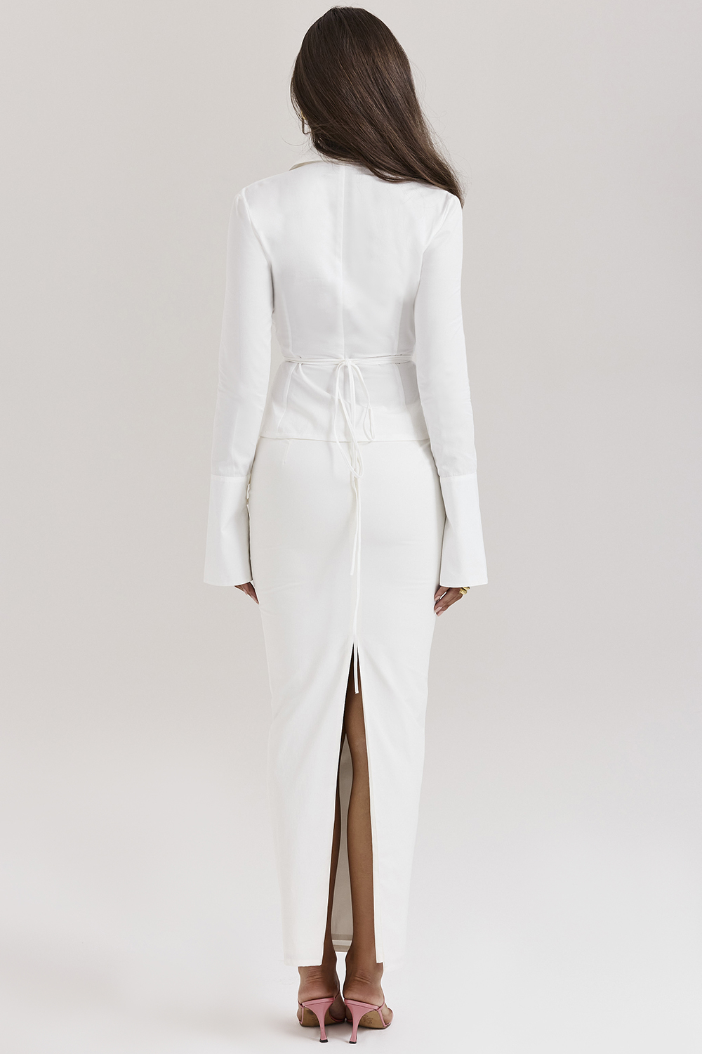 Eden White Cotton Twill Maxi Skirt - luluinthesky