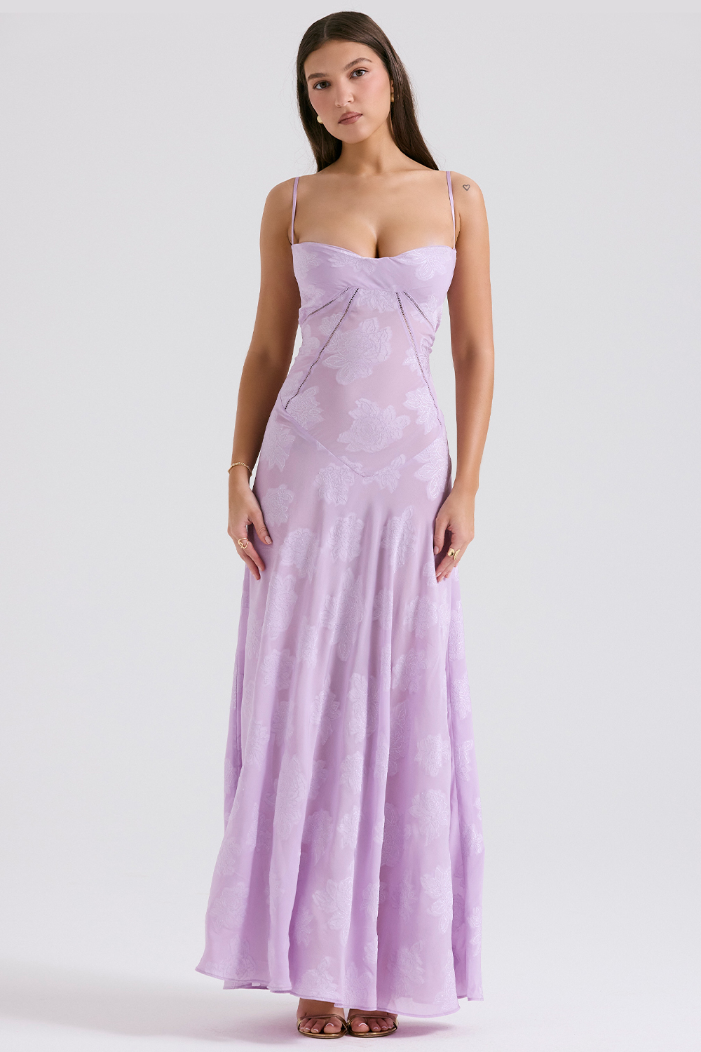 Seren Orchid Floral Lace Back Maxi Dress - luluinthesky