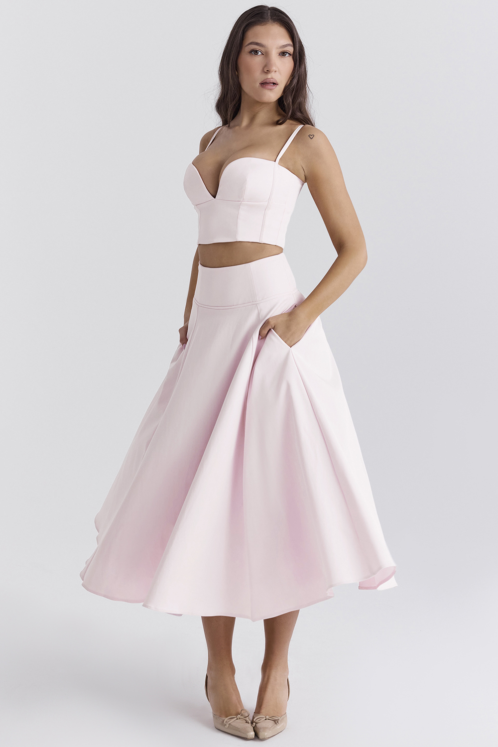 Rita Ballerina Pink A-Line Midi Skirt - luluinthesky