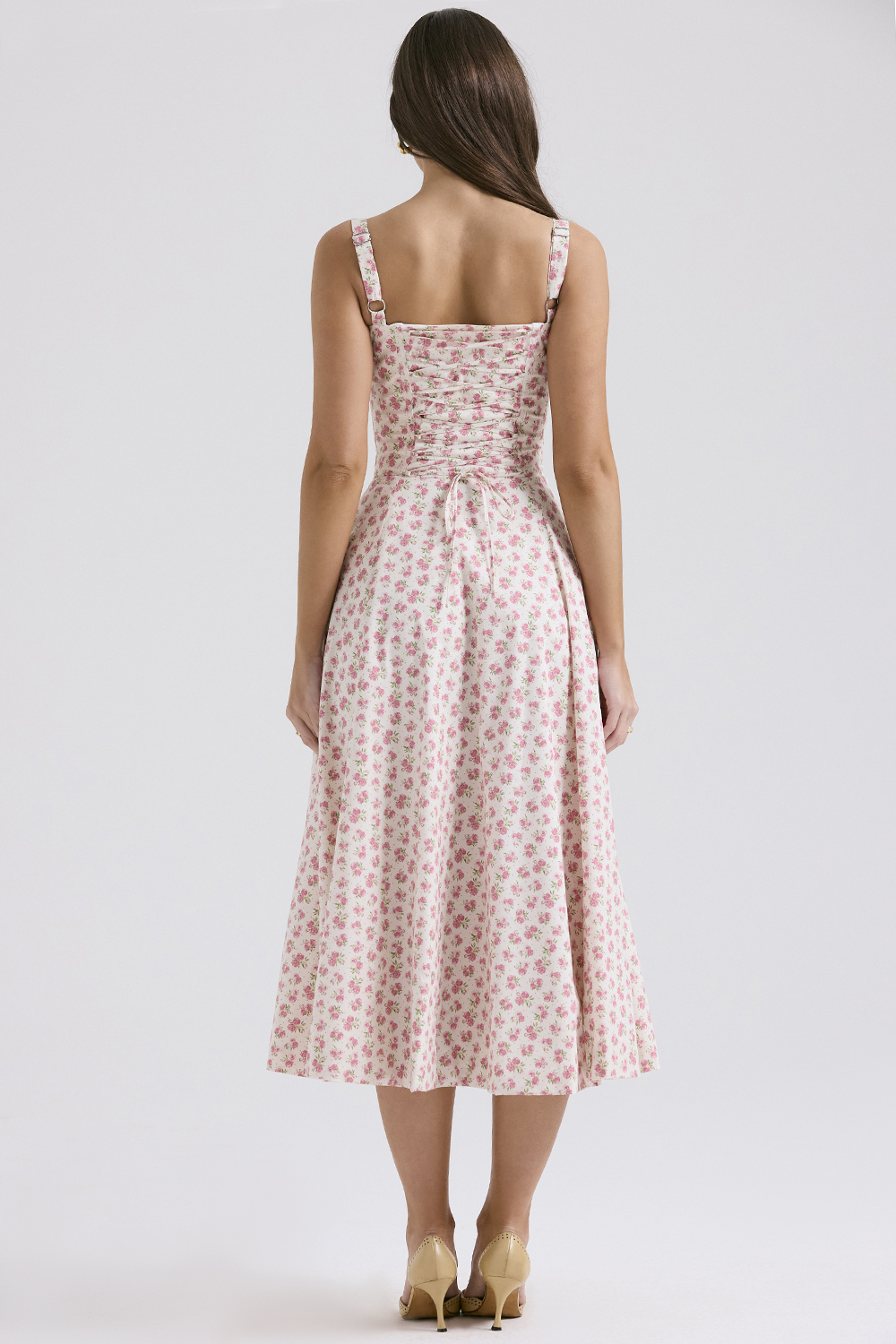 Carmen White Rosebud Print Cotton Bustier Sundress - luluinthesky