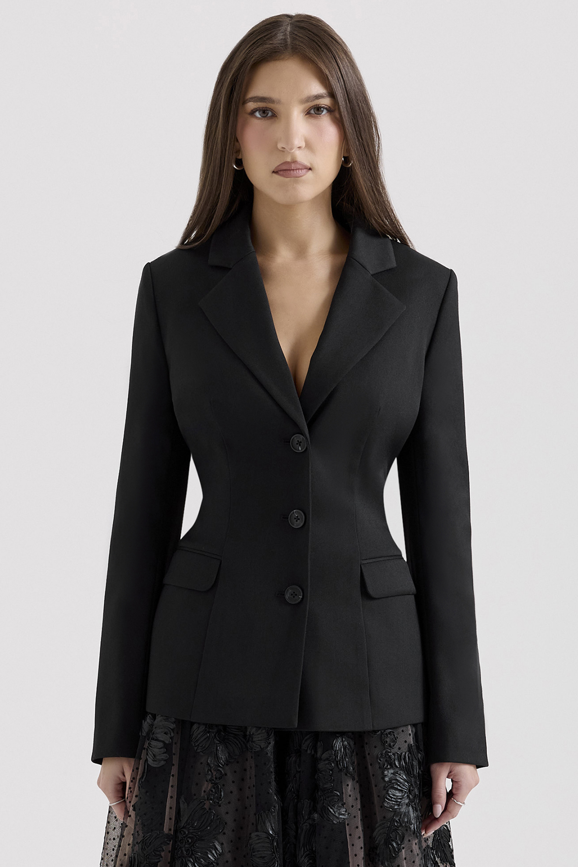 Aviva Black Tailored Hourglass Jacket - luluinthesky