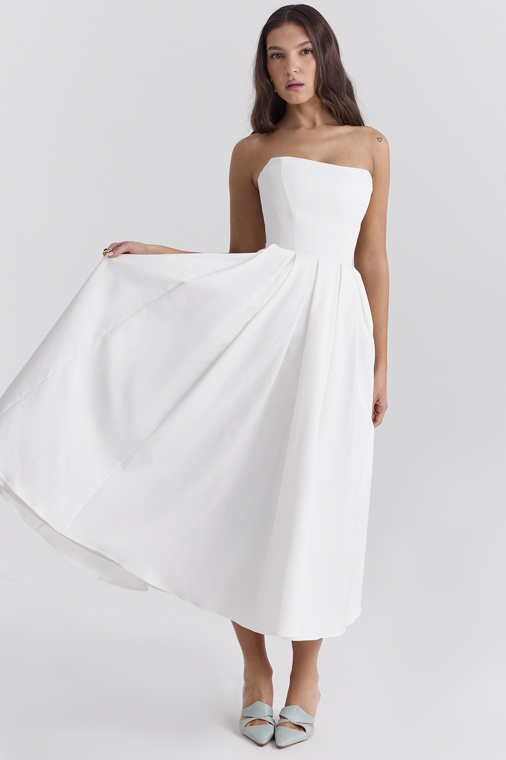 Audrey White Strapless Midi Sundress - luluinthesky