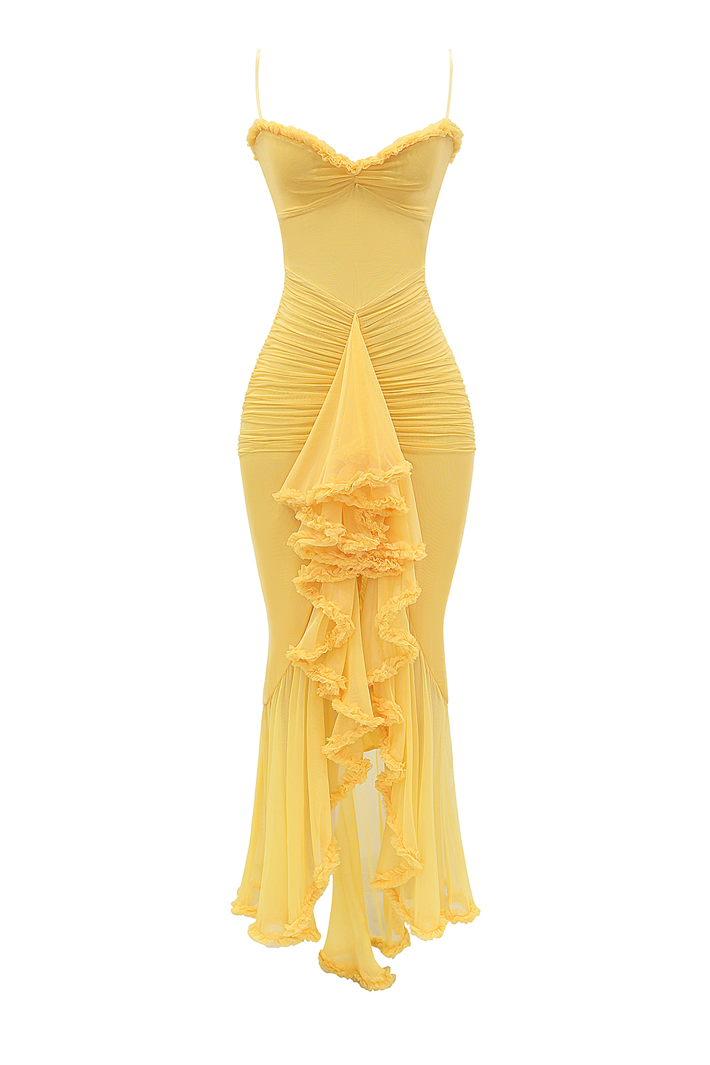 Gabbi Apricot Ruffled Front Gown - luluinthesky