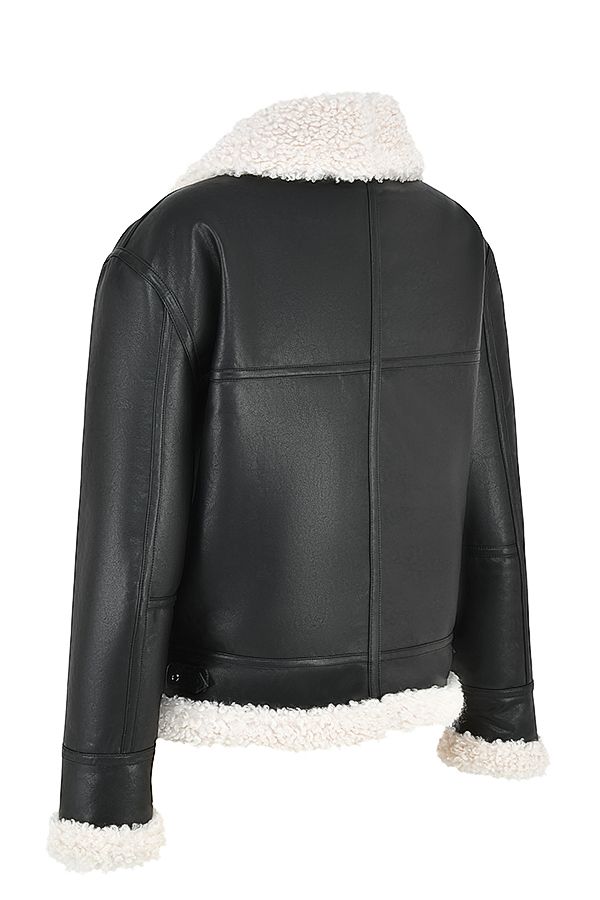 Madden Black Vegan Shearling Aviator Jacket - luluinthesky