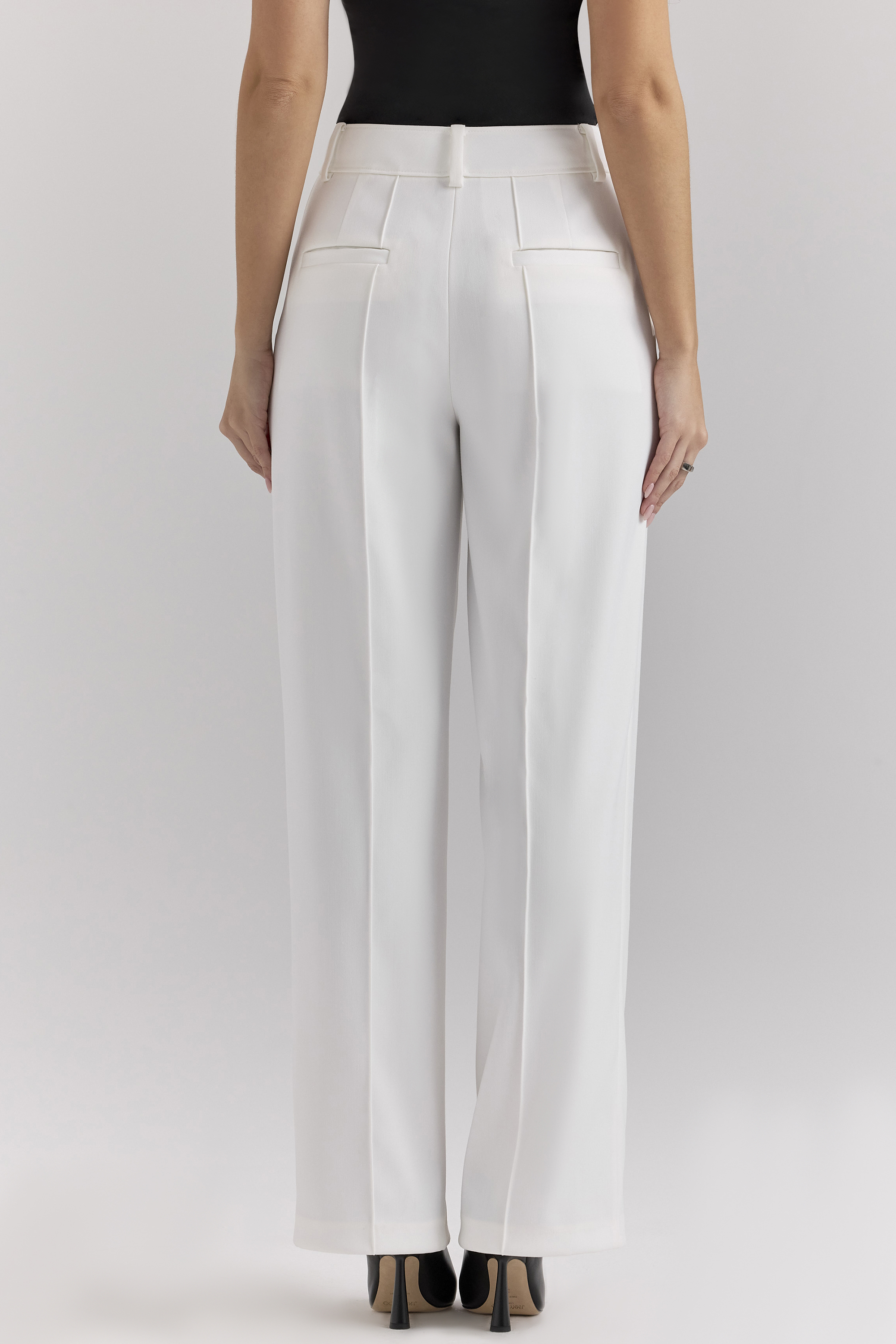 Hayden White Wide Leg High Waist Tailored Trousers - luluinthesky