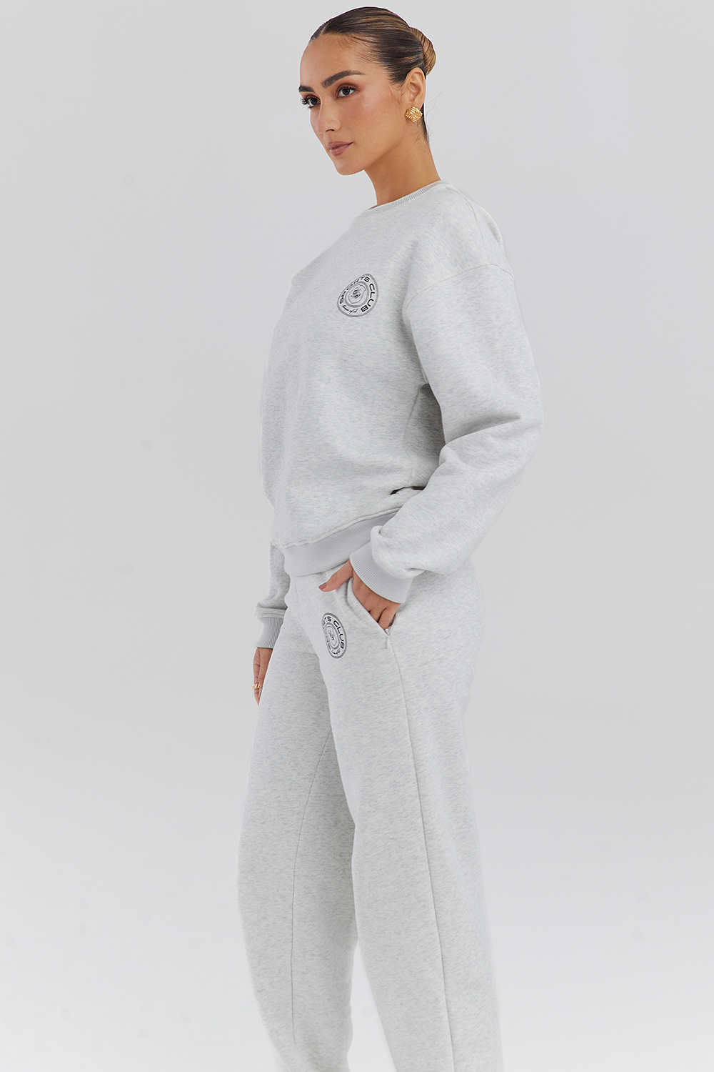 Haze Light Grey Marl Crew Neck Sweatshirt - luluinthesky
