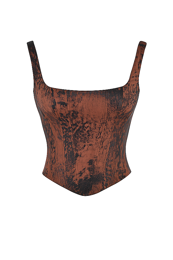 Rafa Antique Copper Satin Longline Corset - luluinthesky