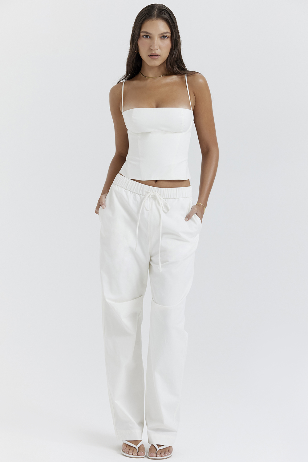 Luna White Cargo Trousers - luluinthesky
