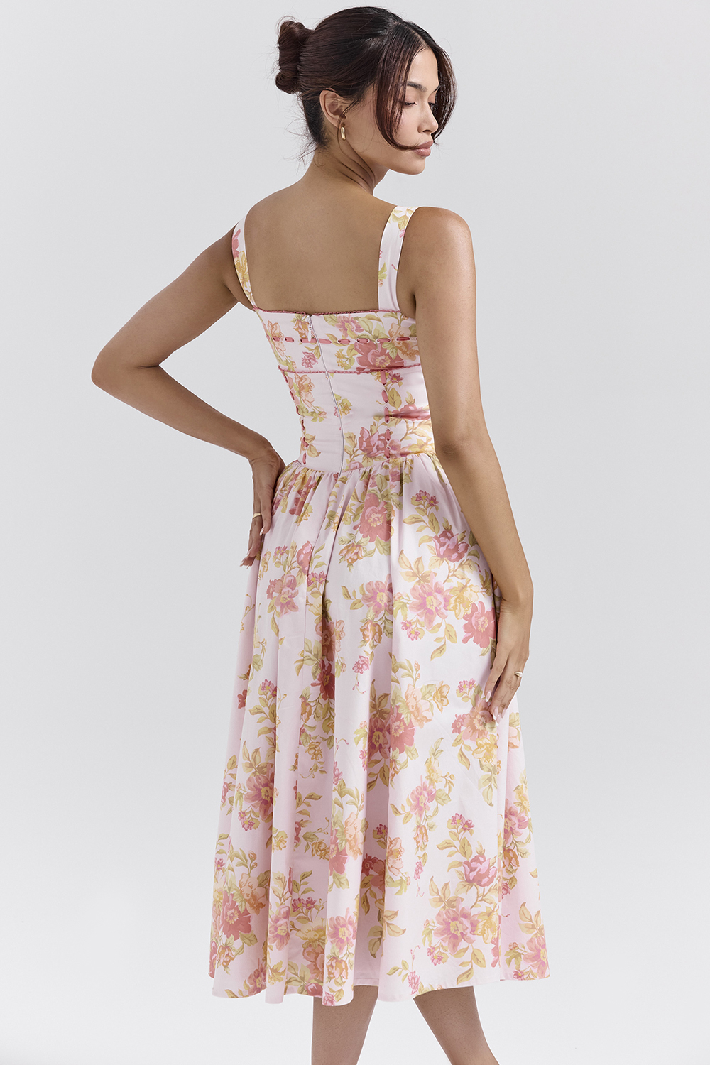 Vivien Peach Poppy Print Cotton Midi Sundress - luluinthesky