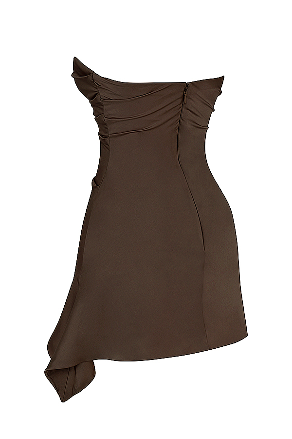 Jasmine Chocolate Draped Strapless Corset Dress - luluinthesky