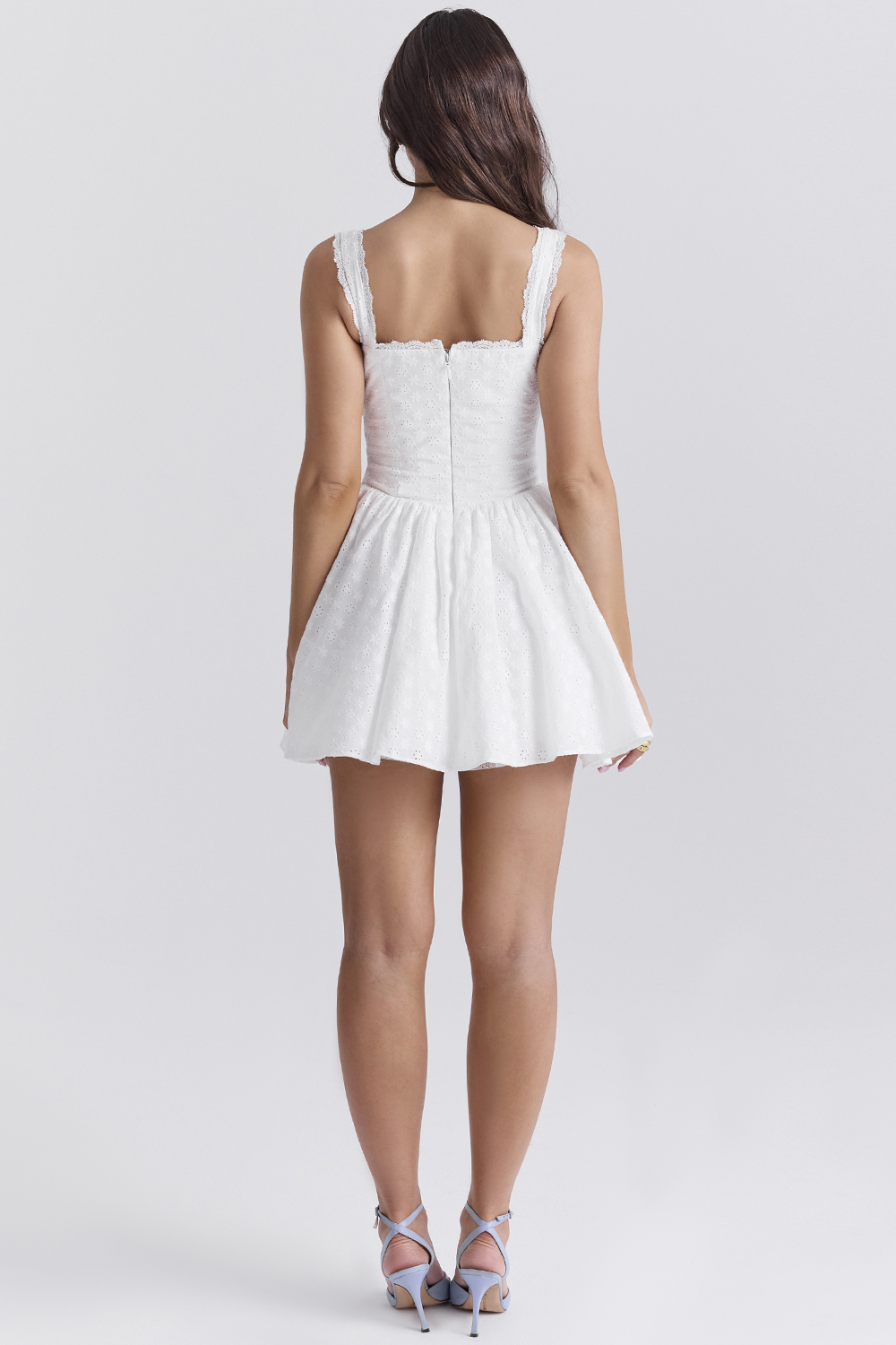 Brigitte White Cotton Broderie Anglais Corset Mini Dress - luluinthesky