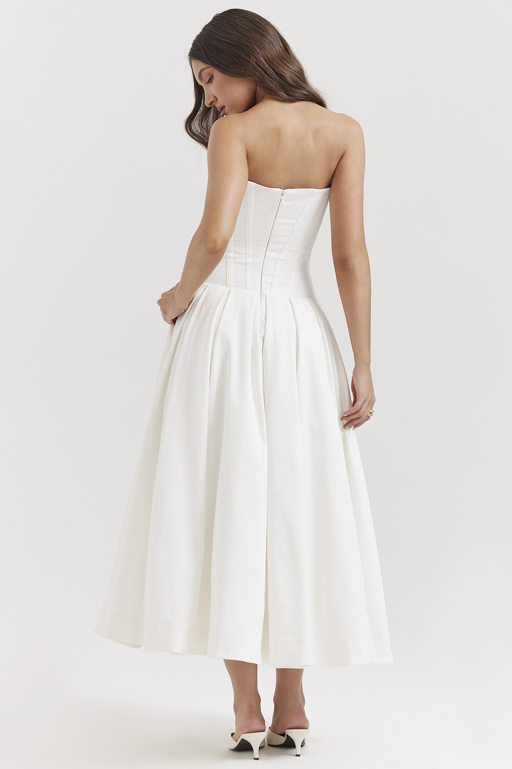 Lady White Strapless Midi Dress - luluinthesky