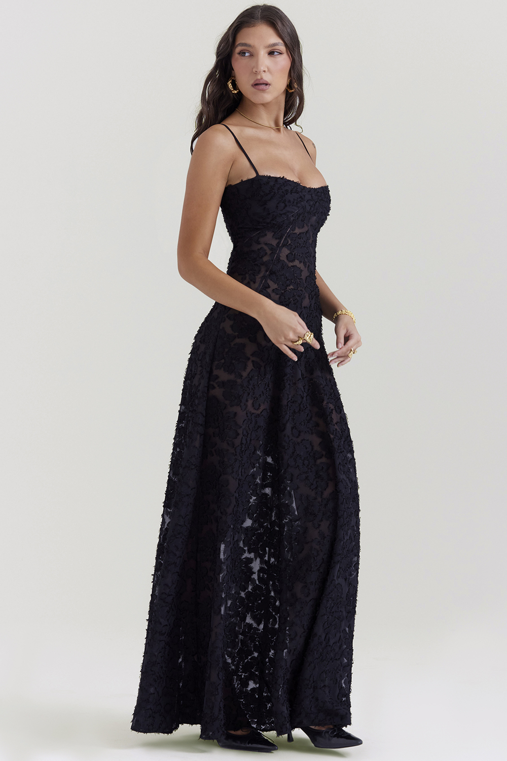 Seren Black Floral Lace Back Maxi Dress - luluinthesky