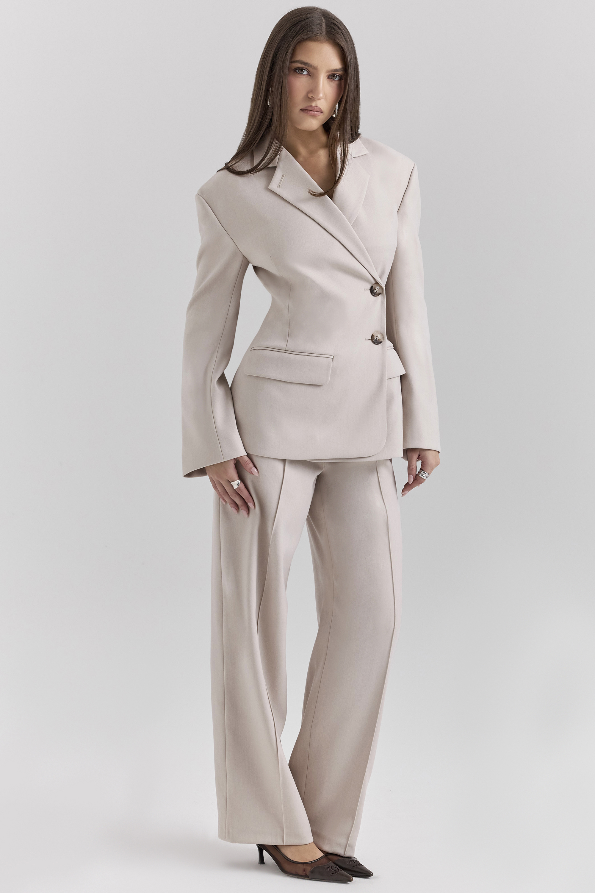 Hayden Beige High Waist Tailored Trousers - luluinthesky