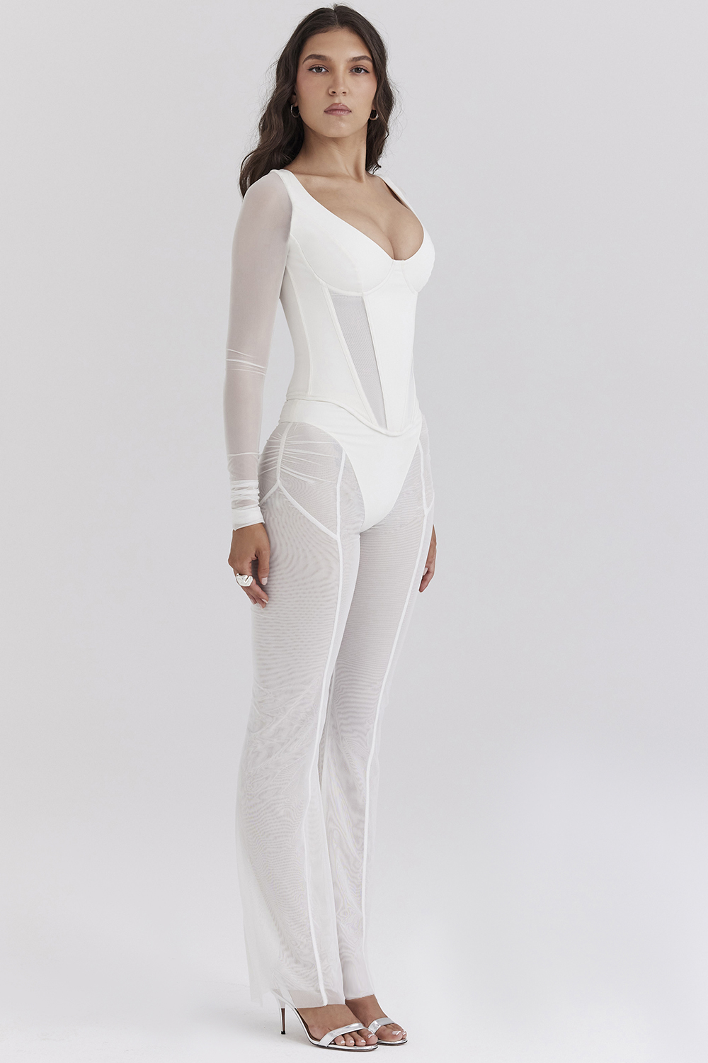 Avalon White Mesh High Waist Trousers - luluinthesky
