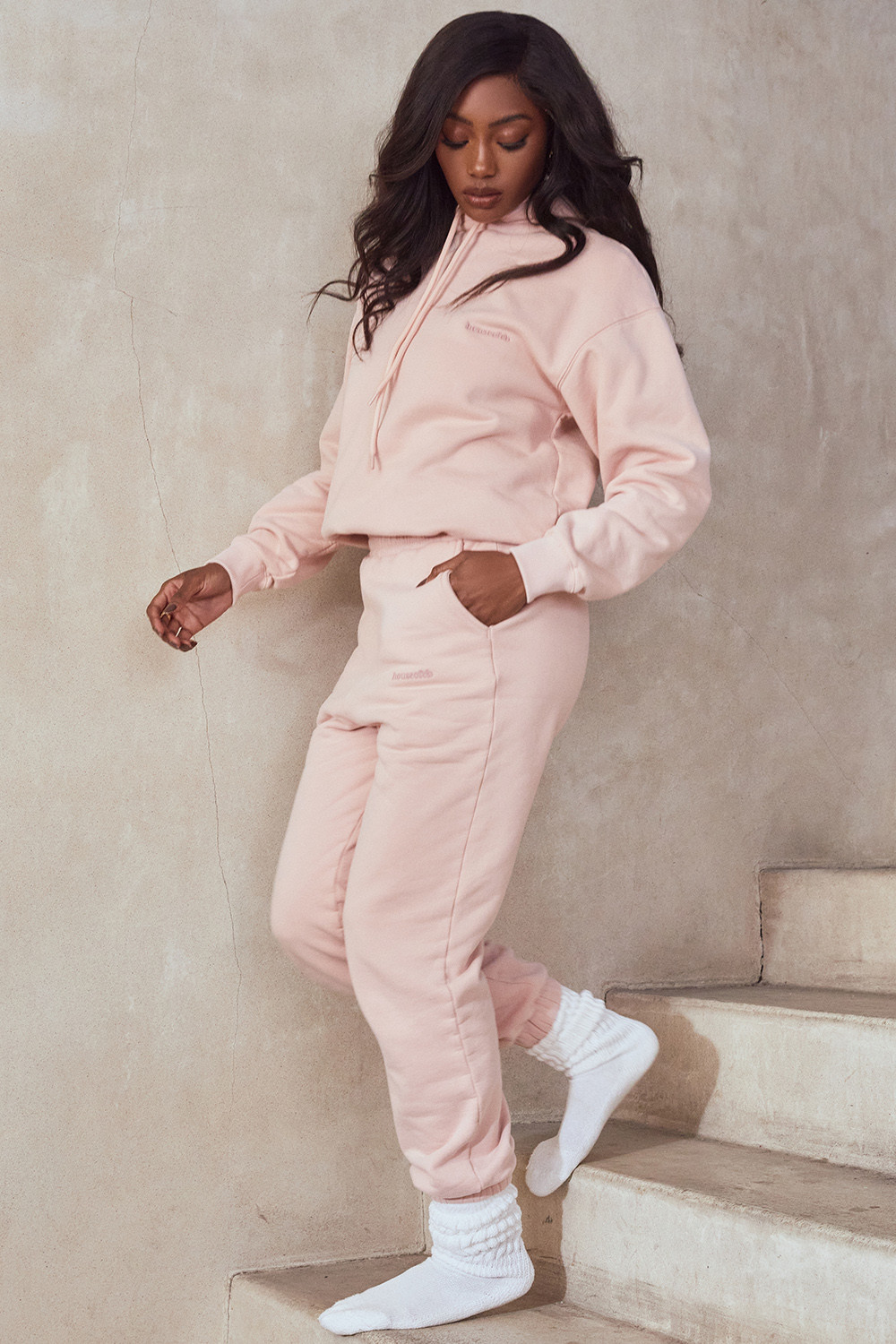 Halo Blush Cotton Fleece-Back Oversized Hoodie - luluinthesky