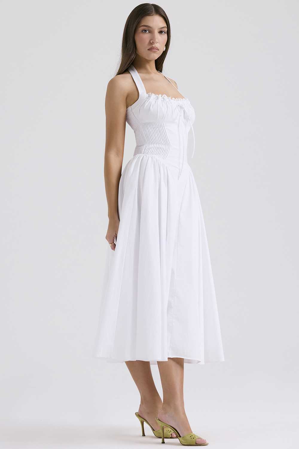 Adabella White Cotton Halter Sundress - luluinthesky