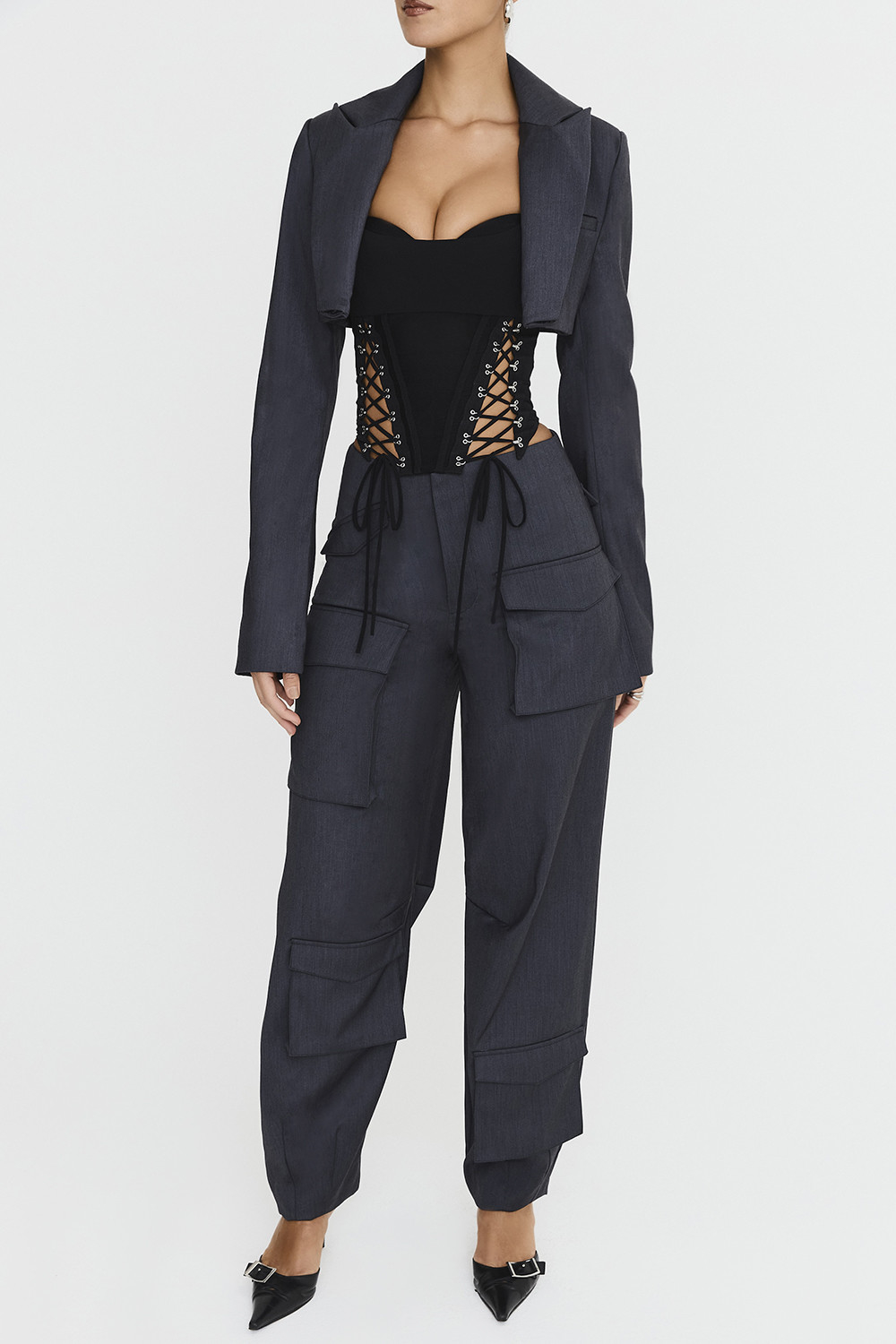 Mistress Rocks Dark Grey Cargo Trousers - SALE - luluinthesky