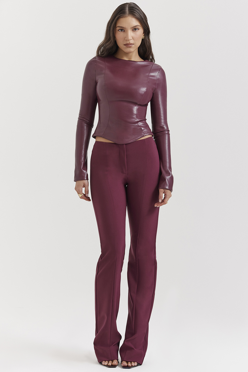 Mylah Wine Vegan Leather Top - luluinthesky