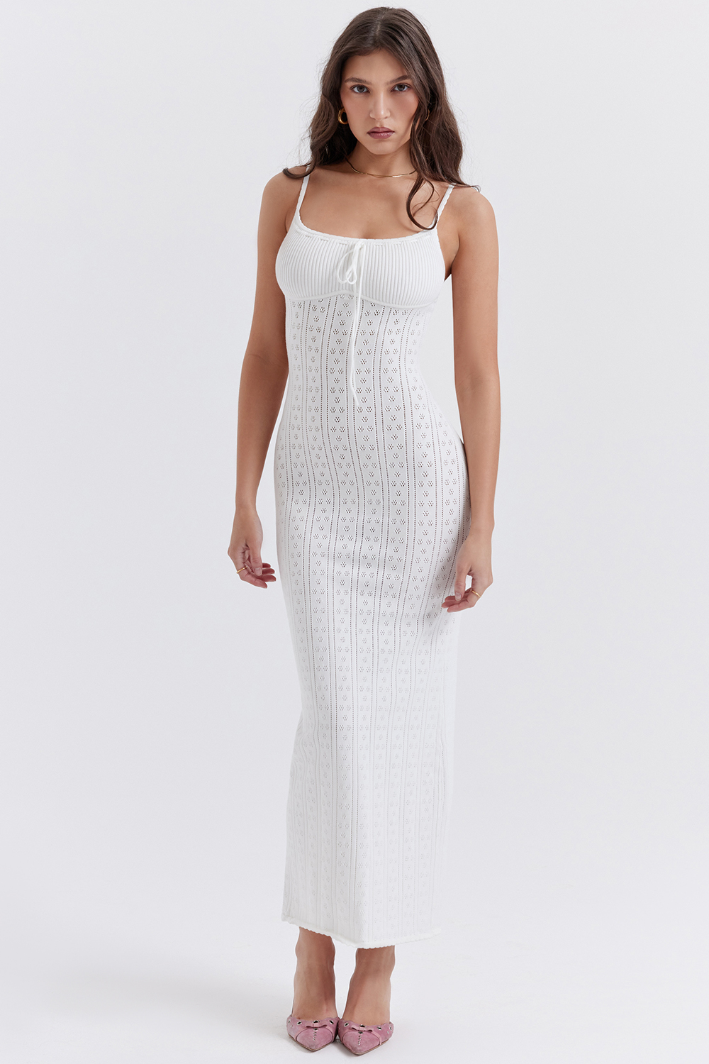 Myla White Knit Maxi Dress - luluinthesky