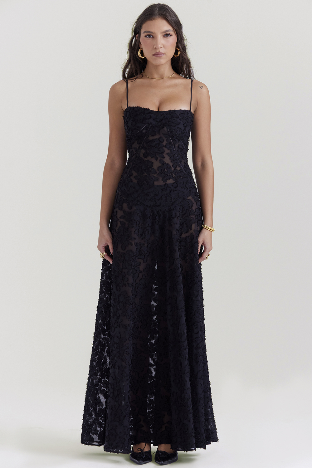 Seren Black Floral Lace Back Maxi Dress - luluinthesky