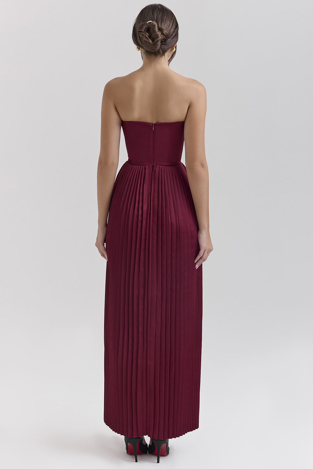 Marcella Berry Pleated Satin Maxi Dress - luluinthesky