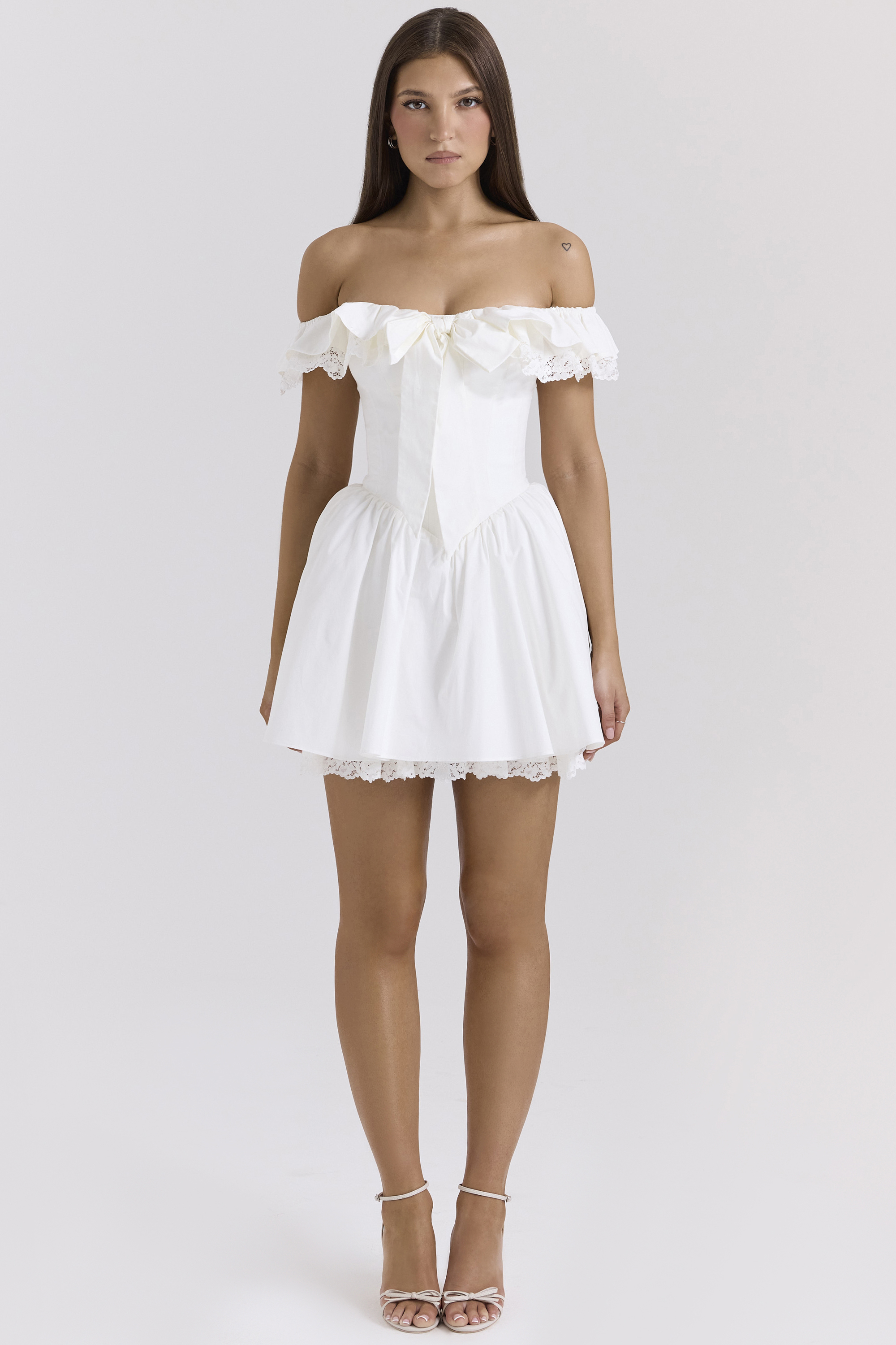 Jaide White Cotton Off Shoulder Corset Mini Dress - luluinthesky