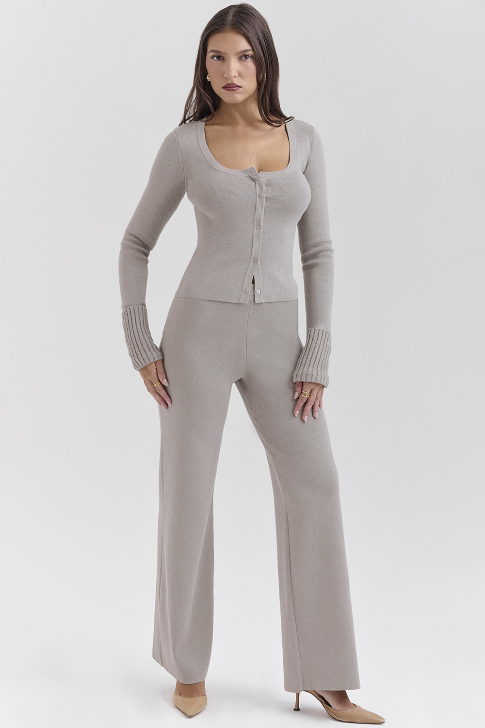 Hunter Grey Cashmere Straight Leg Trousers - luluinthesky