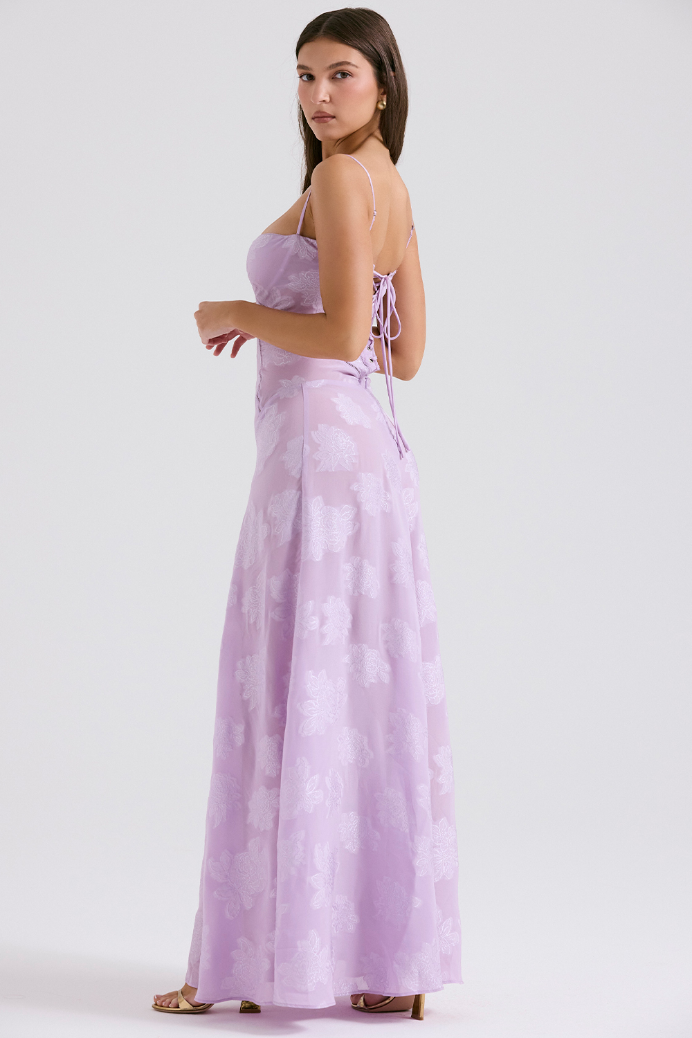 Seren Orchid Floral Lace Back Maxi Dress - luluinthesky