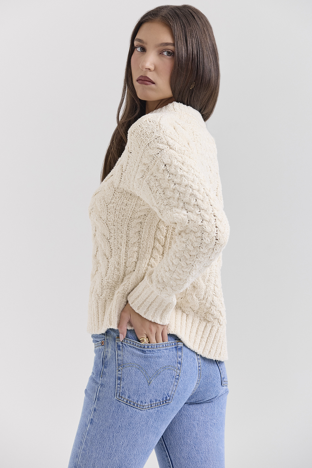 Jasper Cream Chunky Cable Knit Sweater - SALE - luluinthesky