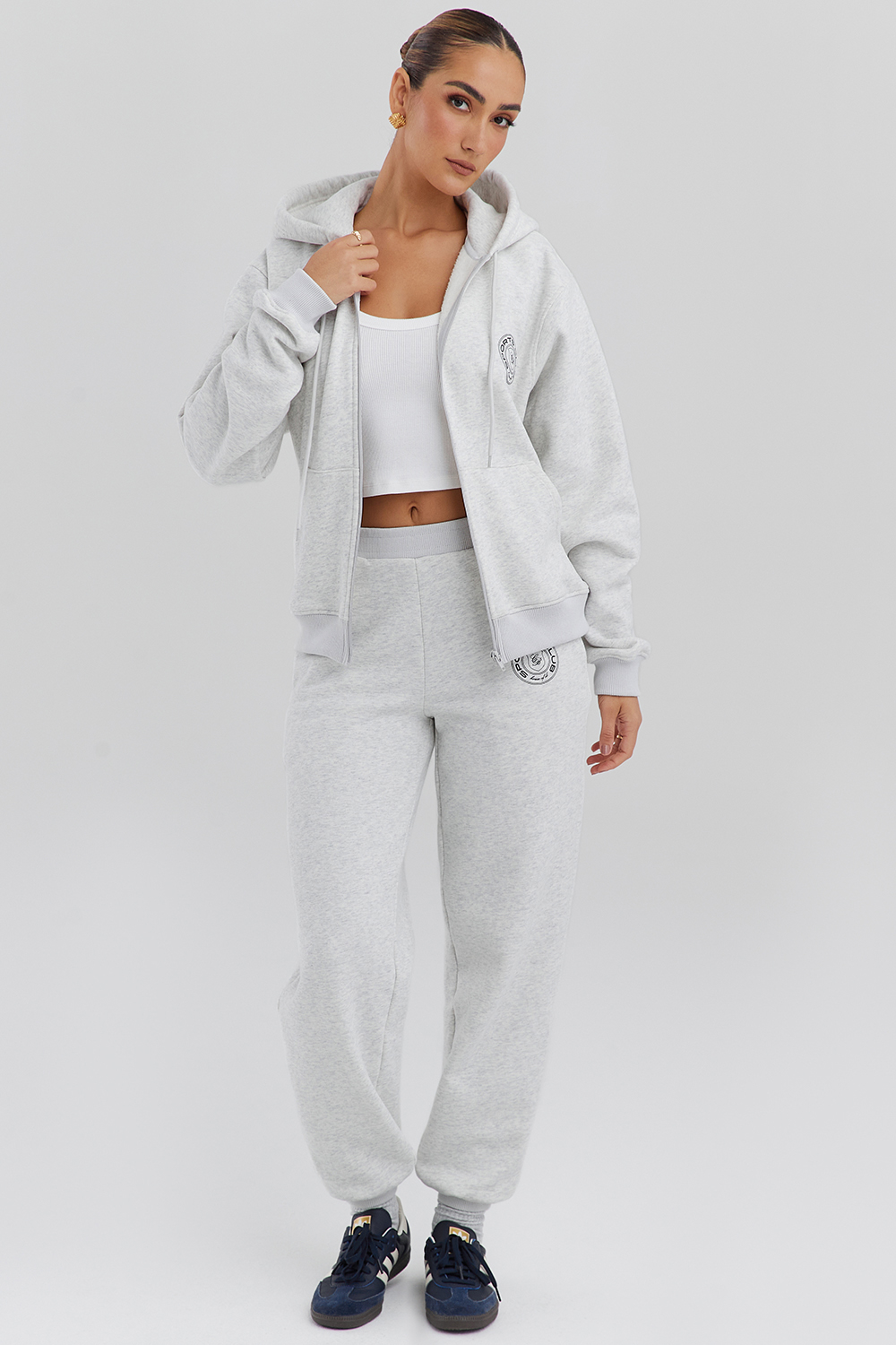 Coast Light Grey Marl Fleece Back Jogging Trousers - luluinthesky