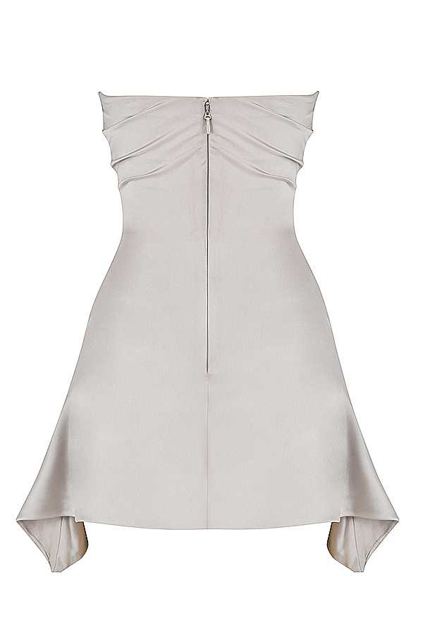 Jasmine Oyster Draped Strapless Corset Dress - luluinthesky