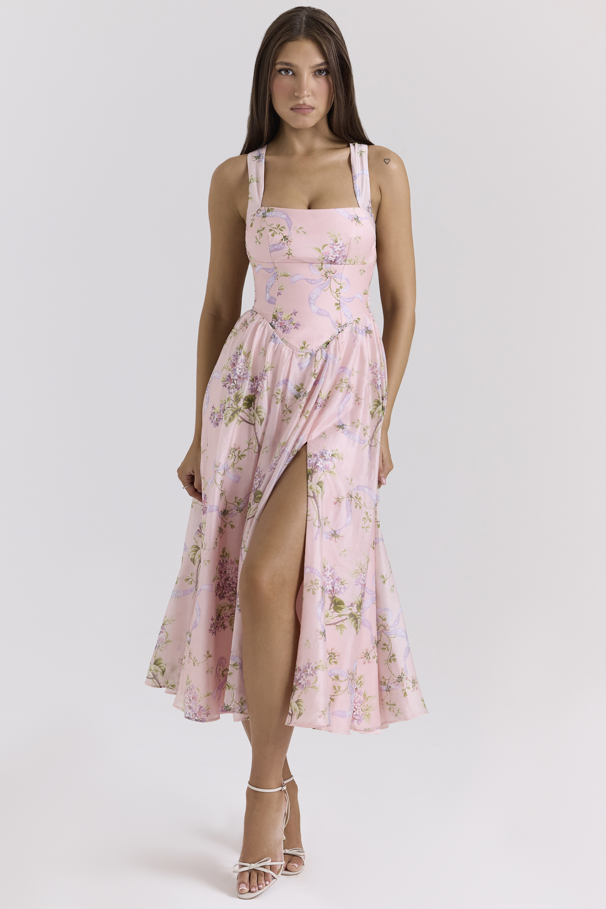 Minerva Pink Floaty Chiffon Midi Sundress - luluinthesky