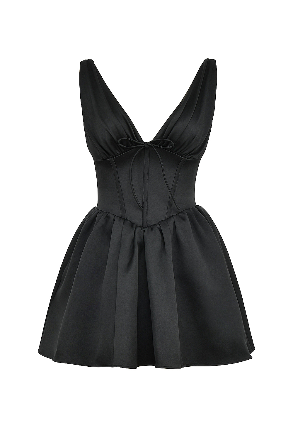 Emmeliette Black Satin Mini Dress - SALE - luluinthesky