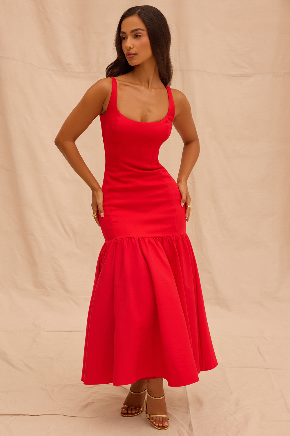 Amore Scarlet Dropped Waist Midi Dress - luluinthesky