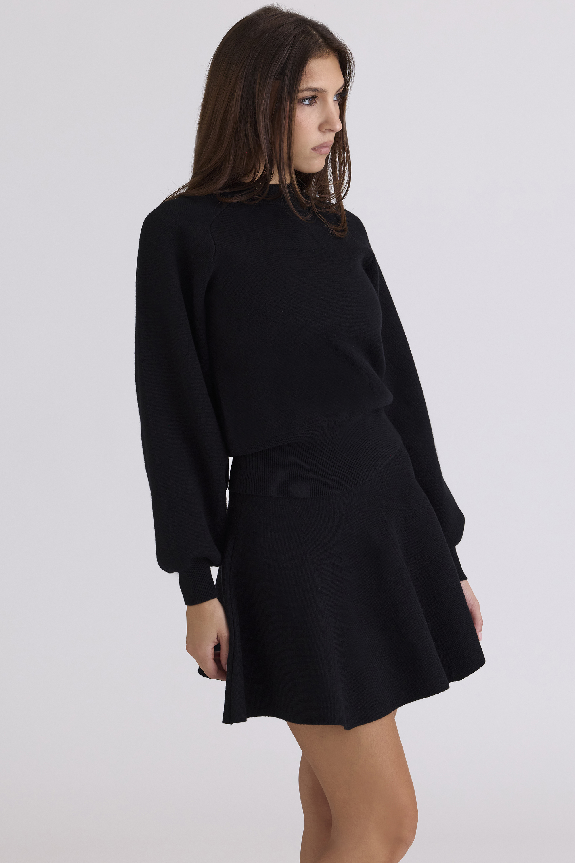 Rosina Black Wool & Cashmere Mini Skirt - luluinthesky