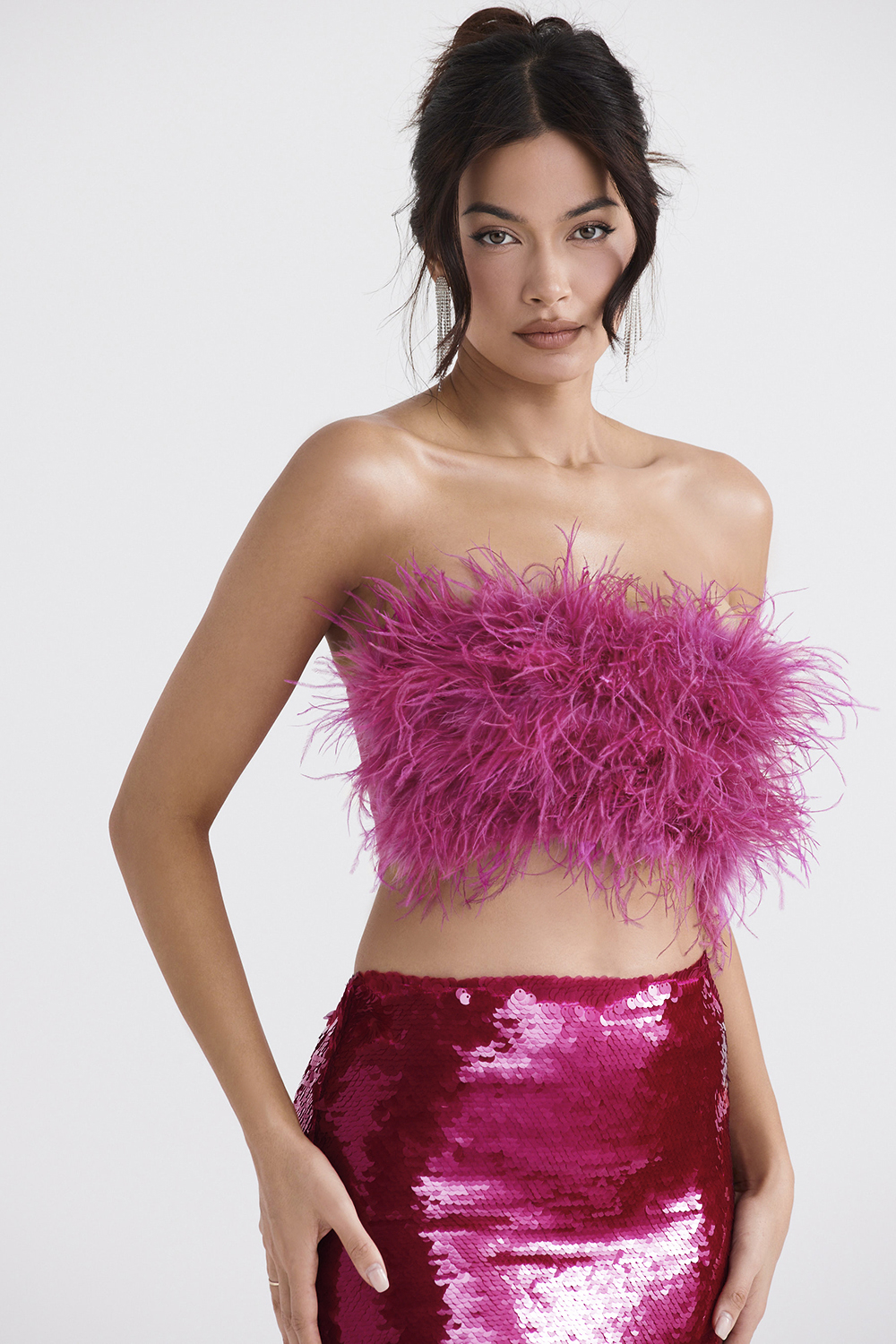 Fenella Hot Pink Trimmed Bandeau - luluinthesky