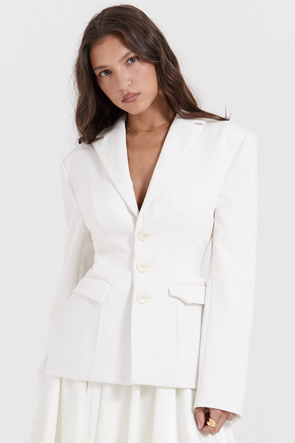 Sariah Ivory Contour Tailored Blazer - luluinthesky