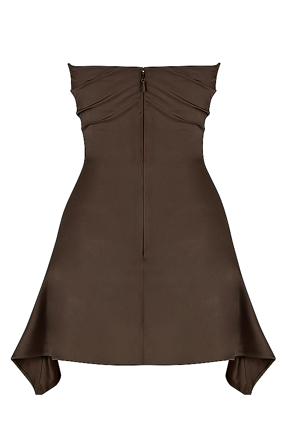 Jasmine Chocolate Draped Strapless Corset Dress - luluinthesky