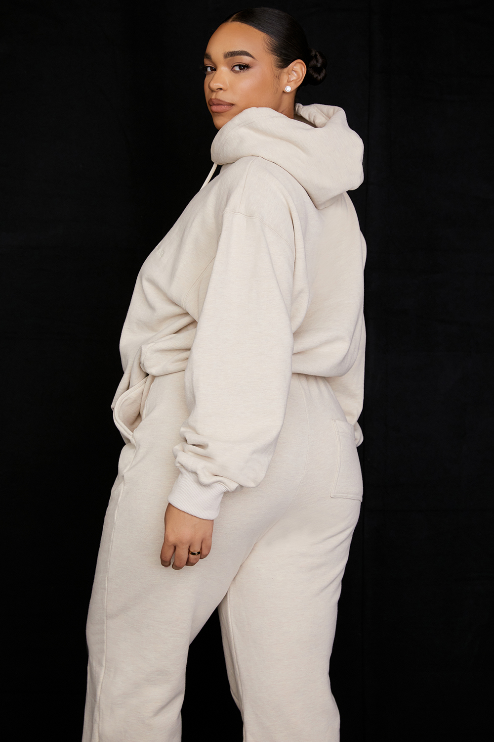 Halo Oatmeal Cotton Fleece-Back Oversized Hoodie - luluinthesky