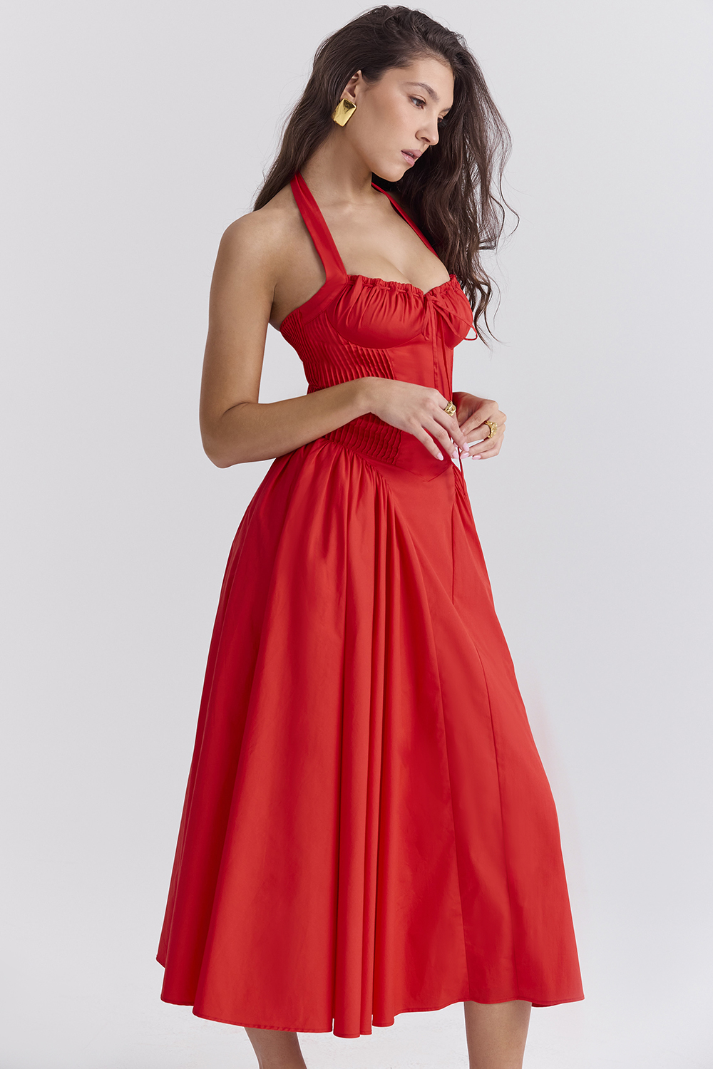 Adabella Italian Tomato Cotton Halter Sundress - luluinthesky