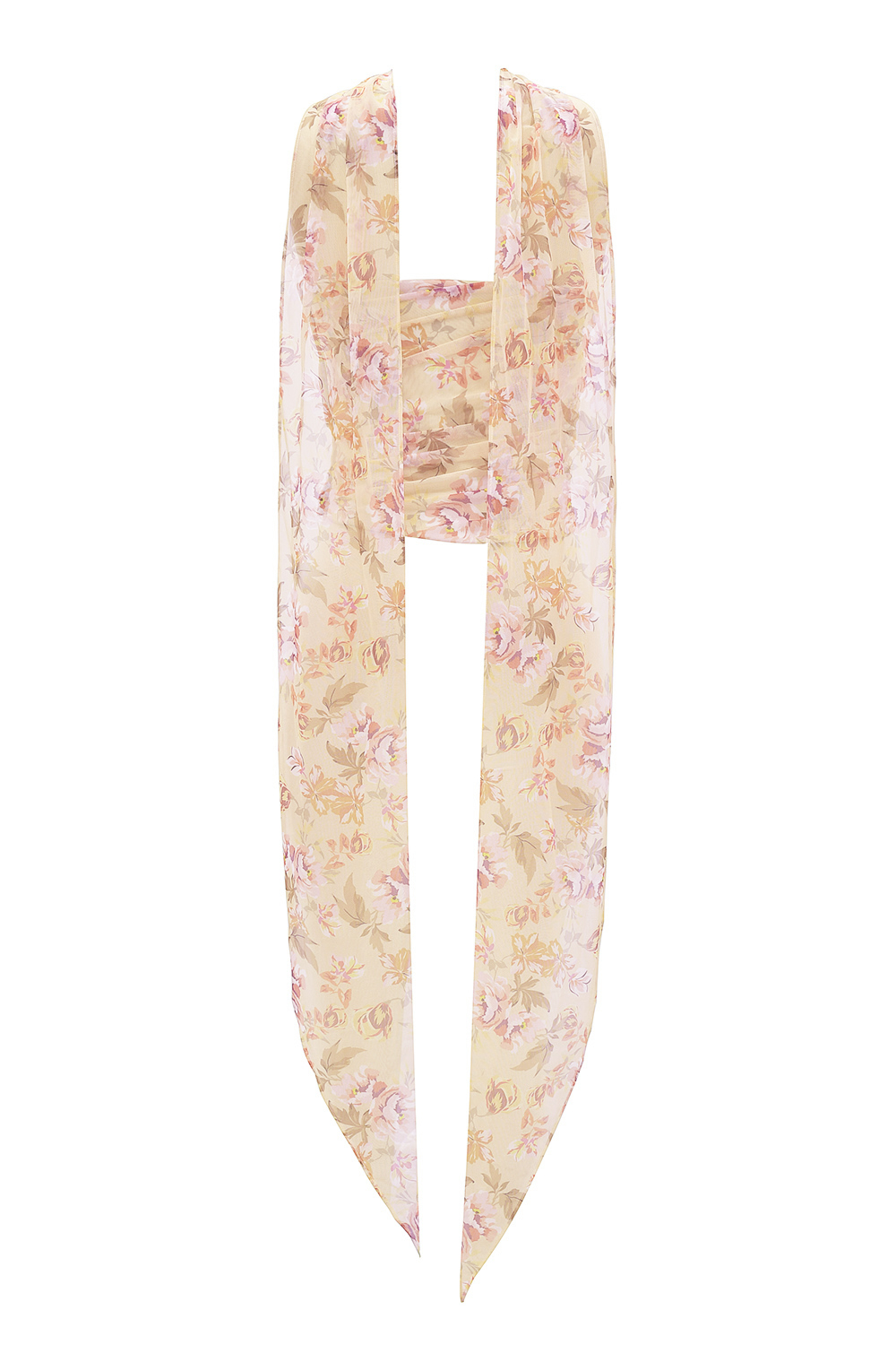 Hallie Honeyflower Print Strapless Corset With Neck Scarf - luluinthesky